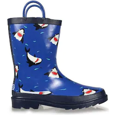 Cotton Wellingtons Children's Shoes Regatta Kid's Minnow Printed Wellington Boots - Shark Nautical Blue