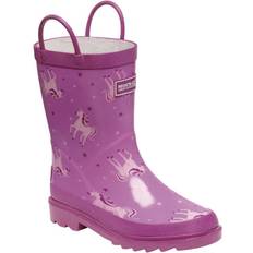 Vegan Wellingtons Children's Shoes Regatta Kid's Minnow Printed Wellington Boots - Unicorn Radiant Orchid