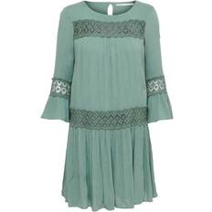 Only Robe Courte Col Rond Manches 3/4 Au-dessus du Genou Vert - Vert