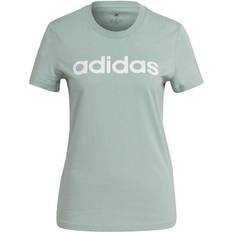 adidas Women's Loungewear Essentials Slim Logo T-shirt - Hazy Green/White