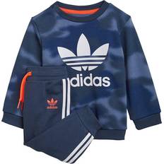 Stripes Tracksuits Children's Clothing adidas Infant Allover Print Camo Crew Set - Crew Blue/White (GN4109)