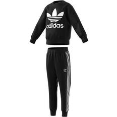 Stripes Tracksuits Children's Clothing adidas Kid's Crew Sweatshirt Set - Black/White (ED7728)