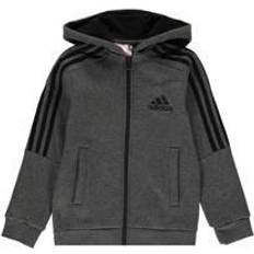 Adidas essentials 3 stripes fleece full zip hoodie adidas Essentials Fleece 3 Stripes Full Zip Hoodie Men - Dark Grey/Black