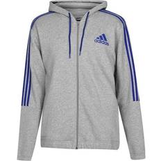 Adidas essentials 3 stripes fleece full zip hoodie adidas Essentials Fleece 3 Stripes Full Zip Hoodie Men - Mid Grey/Black