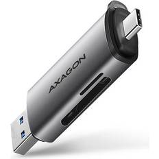 Axagon Muistikortinlukija 2-paikkainen, SD/mSD/MMC/TF, USB-C A 3.2 Gen 1, hopea