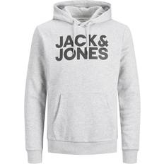 Jack & Jones Logo Decorated Hoodie - Grey/Light Grey Melange