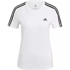 Mujer - XXL Camisetas Adidas Women's Loungewear Essentials Slim 3-Stripes T-shirt - White/Black