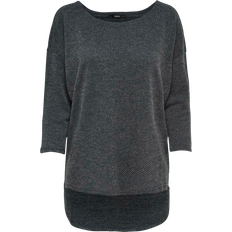 Clothing Only Oversize 3/4 Sleeved Top - Grey/Dark Grey Melange