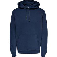 Only & Sons Solid Colored Hoodie - Blue/Dress Blues