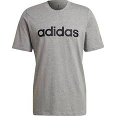 Grey - Tennis Tops Adidas Essentials Embroidered Linear Logo T-shirt Men - Medium Grey Heather