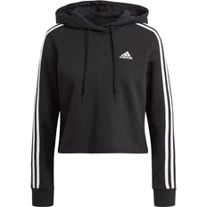 Adidas womens hoodie adidas Women's Essentials 3-Stripes Cropped Hoodie - Black/White