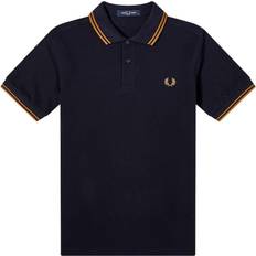 Men - XS Polo Shirts Fred Perry Twin Tipped Polo Shirt - Navy/Dark Caramel/Dark Caramel