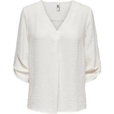 XL Blouses Only Divya Solid Top with 3/4th Sleeve - White/Cloud Dancer