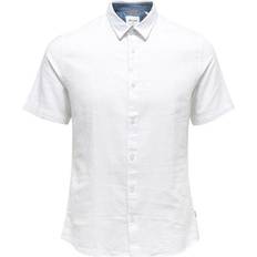 Only & Sons Linen Short Sleeved Shirt - White