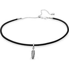 Pandora Feather Necklace - Silver/Black