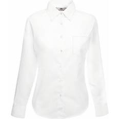 Fruit of the Loom Vita Kläder Fruit of the Loom Women's Poplin Long Sleeve Shirt - White