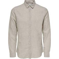 Linnen Kleding Only & Sons Caiden LS Solid Linen Shirt Beige