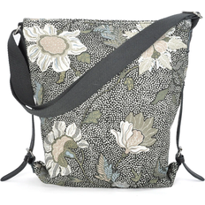 Flower Linen Shoulder Bag - Black