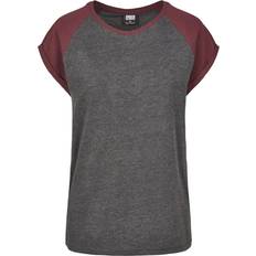 Urban Classics Contrast Raglan Tee - Charcoal/Redwine