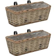 VidaXL Pots, Plantes et Cultivation vidaXL Balcony Planter 2 Pcs Wicker With Pe Lining - Marron 16x40x13cm