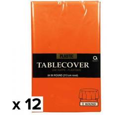 Amscan Round Plastic Tablecover (Pack Of 12) Orange/Vert