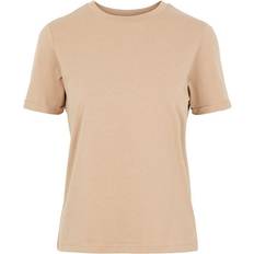 Pieces Ria Ss Fold Up Solid Tee - Beige