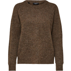 Selected Rounded Wool Mixed Sweater- Brown/Dachshund