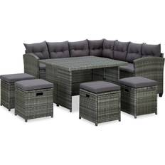 Loungesets voor Buiten vidaXL 6-delige Loungeset met Kussens Poly Rattan Zwart