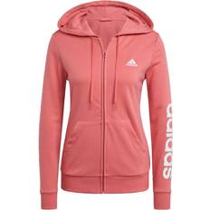 Adidas Women Sportswear Essentials Logo Full-Zip Hoodie - Hazy Rose/White