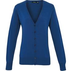 Cotton - Women Cardigans Premier Button Through Long Sleeve V-Neck Knitted Cardigan - Royal