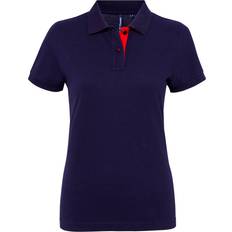 ASQUITH & FOX Short Sleeve Contrast Polo Shirt - Navy/ Red