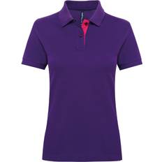 ASQUITH & FOX Short Sleeve Contrast Polo Shirt - Purple/ Pink