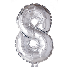 Sølv Talballoner Globosnordic Foil Ballons No. 8 Silver