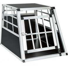 tectake Cage De Transport Pour Chien En Aluminium 69 cm x 54 cm x 50 cm - Noir