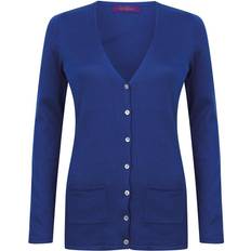 Henbury V-Neck Button Pocket Cardigan - Royal