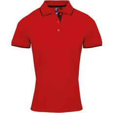 Premier Women's Contrast Tipped Coolchecker Polo Shirt - Red/Black