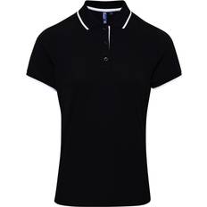 Premier Women's Contrast Tipped Coolchecker Polo Shirt - Black/White