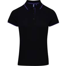 Premier Women's Contrast Tipped Coolchecker Polo Shirt - Black/Purple