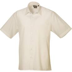 Premier Short Sleeve Formal Poplin Plain Shirt - Natural