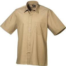 Premier Short Sleeve Formal Poplin Plain Shirt - Khaki