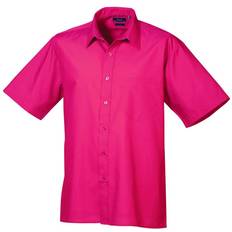 Premier Short Sleeve Formal Poplin Plain Shirt - Hot Pink