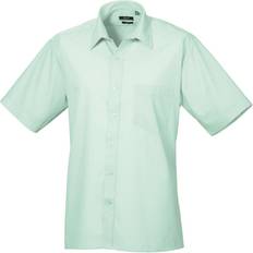 Premier Short Sleeve Formal Poplin Plain Shirt - Aqua