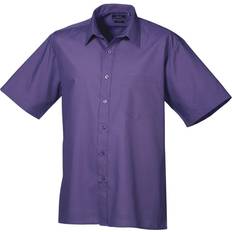 Premier Short Sleeve Formal Poplin Plain Shirt - Purple