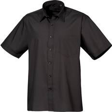 Premier Short Sleeve Formal Poplin Plain Shirt - Black