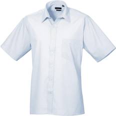 Premier Short Sleeve Formal Poplin Plain Shirt - Light Blue