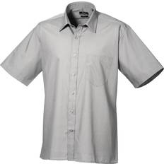 Short Sleeve Formal Poplin Plain Shirt - Silver