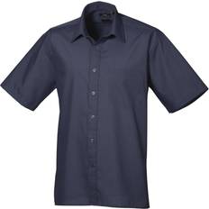 Premier Short Sleeve Formal Poplin Plain Shirt - Navy