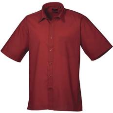 Premier Short Sleeve Formal Poplin Plain Shirt - Burgundy