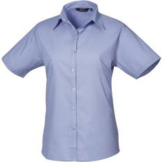 Premier Women's Short Sleeve Poplin Blouse - Mid Blue