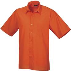Orange Shirts Premier Short Sleeve Formal Poplin Plain Shirt - Orange